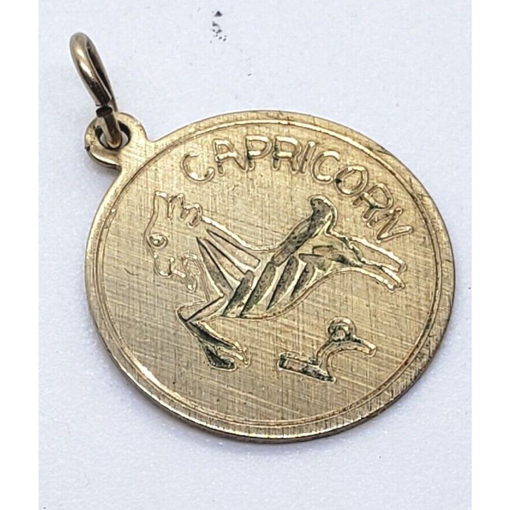 Vintage Capricorn Charm Pendant Elco 12k GE On 925 Sterling Silver Engravable - Picture 2 of 5